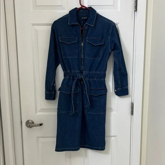 J. Crew Dark Blue Denim Utility Dress size 0 - Picture 2 of 6